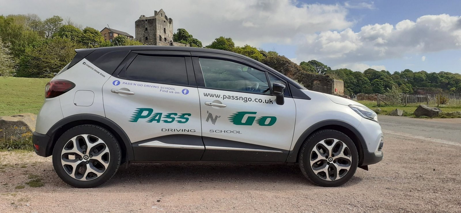 Pass’n’Go Driving School car at a historic Fife location